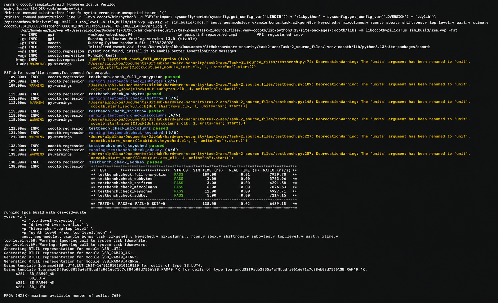 Passing cocotb AES tests